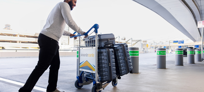 DFW Customer Pushing Cart Outside